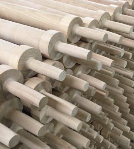 Custom wooden rolling pins manufactured at our factory in Maine.