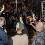 Company Celebrations with Wood Champagne Flutes